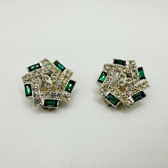 Vintage Sara Coventry Art Deco Clip On Earrings - Picture 3 of 6